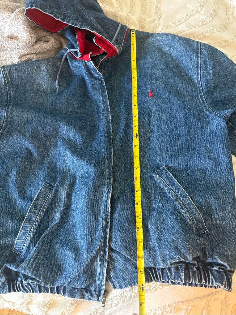 Vintage Polo by Ralph Lauren Denim Jacket with Red Lining - Picture 11 of 12